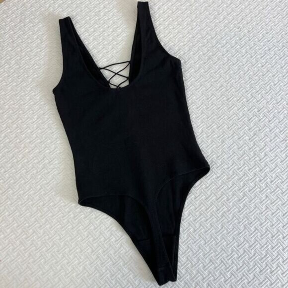 Wilfred Free Women's Size XS Black One Piece Sleeveless Bodysuit Shapewear Criss - Picture 5 of 11